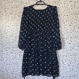 Calvin Klein Navy Blue Sheer Tie Waist Dress Size 16